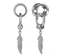 Hoisy Dilatatori Lobo Pendenti 2 PCS, Dilatatori 8mm(0G) Acciaio Inossidabile con Piuma