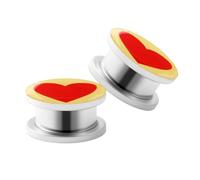 Hoisy Dilatatori per Orecchie 2Pezzi, Dilatatori Lobo Set Tunnel 5mm(4g), Rotonda con Cuore, Acciaio Inossidabile, Argento