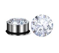 Hoisy Dilatatori per Orecchie Set da 2 Pezzi, 10mm(00g) Dilatatori Orecchie, Rotondo con Zirconia Cubica, Acciaio Inossidabile, Argento