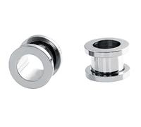Hoisy Dilatatori per Orecchie Set da 2 Pezzi, Dilatatori Lobo Set Tunnel 5mm(4G), Cerchio Argento, Acciaio Inossidabile, Argento