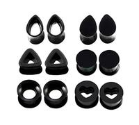 Hoisy Dilatatori Set da 12, 8mm(0G) Dilatatori Set, Cerchio Multiplo, Silicone, Nero