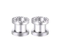 Hoisy Dilatatori Set da 2, 4mm(6G) Kit Dilatatori, Cerchio in Argento con Zirconi, Acciaio Inossidabile, Argento