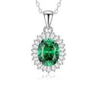 Hoisy Oro Bianco 9K/14K/18K Collana con Pendente Donna, Fiore e Ovale con Topazio da 2,5ct e Moissanite, Collana Blu Argento Catena