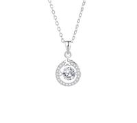 Hoisy Pendente per Collana Oro Bianco 14Kt 585 Donna, Cerchio Cavo e Stella con Topazio da 0,75ct e Moissanite, Collana con Pendente Argento Chiaro Blu