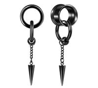 Hoisy Pendenti Dilatatori Confezione da 2, Dilatatore Uomo 8mm(0G) Acciaio Inossidabile con Catena e Cono
