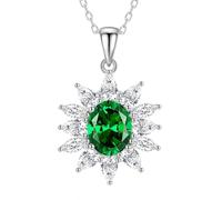 Hoisy Platino 950 Collane con Ciondolo Donna, Fiore e Ovale con Topazio da 3ct e Moissanite, Collana Pendente Matrimonio Blu Argento