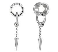 Hoisy Set da 2 Dilatatori Orecchio Pendenti, Dilatatori 8mm(0G) in Acciaio Inossidabile con Catena e Cono