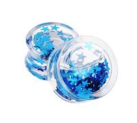 Hoisy Set da 2 Pezzi Dilatatori per Orecchie, 14mm(9/16 inch) Dilatatore Orecchio Set, con Acqua e Stella, Acrilico, Blu