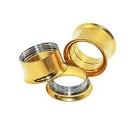 Hoisy Tunnel Set da 2 Pezzi, Tunnel per Orecchie 24mm(15/16 inch), Cerchio Oro, Acciaio Inossidabile, Oro