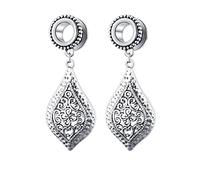 Hoisy Tunnel Set da 2, Set Dilatatori Lobo Plug 8mm(0G), con Strappo Vintage, Acciaio Inossidabile, Argento