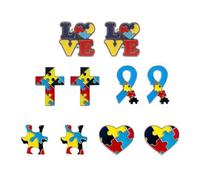 Hoite 10 spille per la consapevolezza dell'autismo, 5 in stile puzzle l'autismo, da bavero multicolore, metallo abbigliamento, camicie, giacche