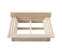 Hoite 2 pezzi di mobili per case delle bambole in miniatura, modelli di finestre in legno di betulla non verniciati, accessori decorativi in stile country fai da te