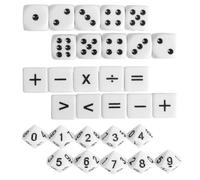 Hoite 30 Pezzi Cubo Didattico Da 16 Mm Giochi Di Dadi Matematici Per Bambini Dagli 8 Ai 12 Anni Per L'insegnamento (10 Pezzi Cubi Operativi Matematici + 10 Dadi Numerici + 10 Cubi Con Punti)
