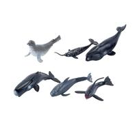 Hoite 6 mini animali dell'oceano, statuette di creature marine in plastica, set da gioco marino realistico con balene, educativo, decorativo, regalo per festa in bagno