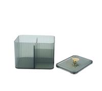 Hoite Dispenser trasparente alla moda, contenitore per cosmetici per toletta, bagno, camera da letto, organizer per trucchi, cotton fioc, filo interdentale, cosmetici (verde)