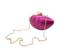 Hoite Pochette a forma di conchiglia, alla moda, in acrilico metallizzato, borsa da sera lucida a forma di uovo, borse e borse per donne per feste di nozze, rosso rosa
