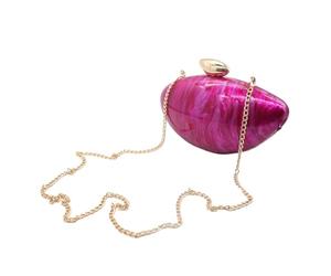 Hoite Pochette a forma di conchiglia, alla moda, in acrilico metallizzato, borsa da sera lucida a forma di uovo, borse e borse per donne per feste di nozze, rosso rosa