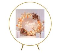 Hoiweqr Arco Palloncino Rotondo in Metallo, Decorazione A Palloncino Rotondo in Metallo, Metallo Tondo Telaio Matrimonio, Telaio in Acciaio Resistente, Arco Nuziale Arco Sposi Tondo(Gold,1.5m)