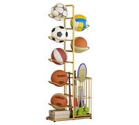 Hoiweqr Porta di Stoccaggio di Basket, Scaffale Porta Palloni da Basket, Rastrelliera da Basket Verticale Supporto per Palloni da Calcio in Metallo, per Attrezzature da Pallavolo E Calcio