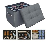 Hoiwio Contenitore ottomano per scarpe, organizer per armadio, divisori regolabili, scatola portaoggetti per scarpe, vestiti, giocattoli, coperta, pouf pieghevole, poggiapiedi, piccola panca per