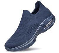 HOIYHEK Scarpe da ginnastica da uomo antiscivolo da corsa e camminata, traspiranti, leggere, comode, con cuscinetto d'aria, alla moda, per palestra, lavoro, uso quotidiano, Tutto Blu Navy, 45 EU
