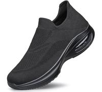HOIYHEK Scarpe da ginnastica da uomo antiscivolo da corsa e camminata, traspiranti, leggere, comode, con cuscinetto d'aria, alla moda, per palestra, lavoro, uso quotidiano, Tutto nero, 43.5 EU