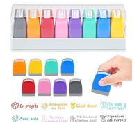 Hojalis 8Pcs Timbri per Insegnanti in Francese, Timbri per la Ricompensa, Timbro Maestra Motivazionale, Tamponi per Insegnanti, Stampini Colorati per Insegnanti Portatile per Insegnanti, Regalo