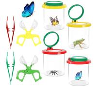 Hojalis Barattolo per Insetti per Bambini, 4 Pezzi Box Insetti con Ingranditore Kit, Educational Toys Barattolo Osserva Insetti, Barattolo Osserva Insetti Trasparenti con Lente d'Ingrandimento