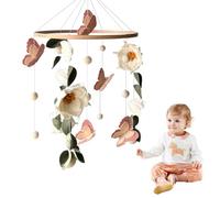 Hojalis - Carillon a vento mobile, per bambini, in feltro, con farfalla, fiori e foglia, lettino mobile per bambini, regalo per neonati e bambine