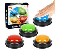 Hojalis Cicalini per Giochi a Quiz, 4 Pezzi Cicalini Di Risposta, Buzzer Con Suono E Luce, Answer Buzzers per L'insegnamento, Divertente Pulsante Parlante per Attività in iochi in Famiglia