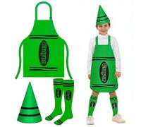 Hojalis Costume da pastello per ragazze e ragazzi, 3 pezzi, include grembiule pastello, divertente cappello a cono da gnomo e calzini a righe, per la Giornata mondiale del libro, Halloween, feste a