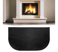 Hojalis Tappeto Ignifugo per Camino, 102 * 50 CM Tappetino per Camino, Tappeto Focolare Camino per stufa, camino, barbecue e griglia, Protegge i Pavimenti Dalle Scintille, Nero, Mezzo Rotondo