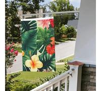hojas tropicales y flores - Bandiere da giardino per interni ed esterni, 0,9 x 0,9 m, per primavera, estate, autunno, inverno, giardino, con occhiello, verticale, su entrambi i lati, per decorazioni