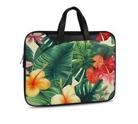 Hojas Tropicales Y Flores Borsa a tracolla in pelle stampata per uomo donna borsa da viaggio Business Office Hangbag Laptop Pack Crossbody, Stile nero, 42x30.5cm
