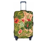 Hojas Tropicales Y Flores Copertura per bagagli elastica lavabile elasticizzata protezione antigraffio da viaggio, bianco, Medium