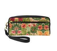 Hojas Tropicales Y Flores Donne Viaggio Trucco Sacchetto di Trucco per la Borsa Portatile Toiletry Bag Accessori Organizer, Nero , Taglia unica, Astuccio per trucchi