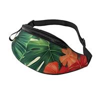 Hojas Tropicales y Flores Marsupio per uomo e donna, impermeabile, sportivo, alla moda, borsa a tracolla con cinghia regolabile, grande borsa a tracolla per viaggi ed escursionismo