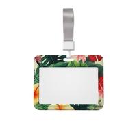 hojas tropicales y Flores porta badge con cordino orizzontale in plastica con finestra trasparente impermeabile protezione per carte d'identità da lavoro per infermieri insegnanti ufficio