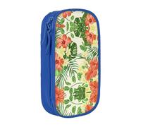 Hojas Tropicales y Flores, pratico astuccio con stampa multi-scomparto per ufficio, viaggi, scuola, arte e uso quotidiano, Blu, Taglia unica, Con tasca per il