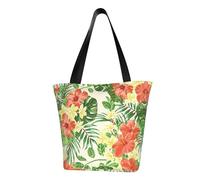 Hojas Tropicales Y Flores Stampa Tote Bag per le donne, riutilizzabile grande borsa a tracolla da donna grande capacità shopping totes fasion borsa per ufficio, shopping, viaggi