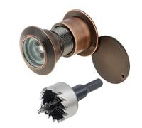 HOJLKLD Spioncino in ottone massiccio a 220 gradi con punta da trapano da 3,8 cm per porte da 3,3 cm a 5,4 cm, fori con copertura per la privacy (bronzo lucidato ad olio)