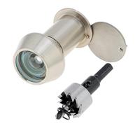 HOJLKLD Spioncino per porta, in ottone massiccio, 220 gradi, con punta da trapano da 22 mm, per porte da 3,5 cm a 6,5 cm, spioncino con copertura rotante resistente per la privacy (nichel satinato)