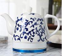 Hokcus Teiera in ceramica con bollitore elettrico senza fili, teiera retrò da 1,2 l, base rimovibile veloce da 1000 W, spegnimento automatico, protezione a secco bollire/C