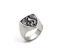 Hokech Anello da uomo in acciaio inox stile retrò con drago di fuoco vichingo, stile nordico, etnico, in acciaio inox, amuleto, con timbro a forma di drago, 10, Acciaio inossidabile
