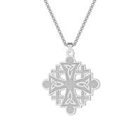 Hokech Collana con pendente di Gerusalemme in acciaio inossidabile celtico con nodo della trinità croce per gli uomini delle donne Gioielli amuleto religioso fine