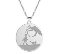 Hokech In Acciaio Inox Coraline Ispirato Silhouette Collana Donne Uomini Inciso Cerchio Disco Pendente Collana Geomertic Gioielli Regalo