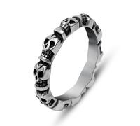 Hokech Matrimonio in acciaio inossidabile teschio rotondo argento-colore punk retrò anello bande nuovi gioielli per gli uomini e le donne