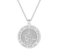 Hokech O Medaglia Sacra Scapolare ESCLUSIVA Collana Pendente per Uomo Donna In Acciaio Inox Rotondo Astrologia Religiosa Fascino Catena