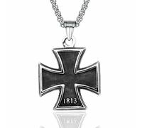 Hokech Personalizza Mens In Acciaio Inox 1813 Tedesco Croce di Ferro Pendente Collana Catena Accessori