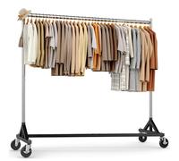 HOKEEPER Appendiabiti da Terra Commerciale Resistente, Stand Appendiabiti con Base a Z e Ruote, 181kg, Altezza Regolabile per Negozi, Boutique, Camera da Letto e Mercatini, Argento